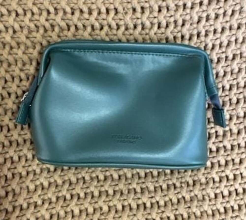 Salvatore Ferragamo Parfums Forest Green Cosmetic Toiletry Pouch